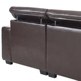 ZNTS 306*96*83cm Retro Pu 26cm Fully Detachable Armrests Three-Seater With Side Pockets Full Pull Points 47785658