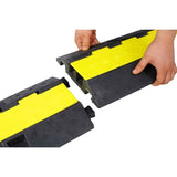 ZNTS Cable Protector Ramp, 2 Channels Speed Bump Hump, Rubber Modular Speed Bump Rated 11000 LBS Load W465121322