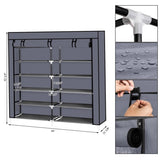 ZNTS 7 Tiers Portable Shoe Rack Closet Fabric Cover Shoe Storage Organizer Cabinet Gray 69880687
