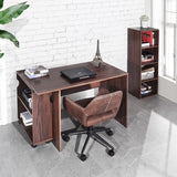 ZNTS 47.4" L Computer Desk with movable bookcase, brown W131470893