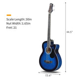 ZNTS GMB101 4 string Electric Acoustic Bass Guitar w/ 4-Band Equalizer 64552298