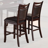 ZNTS Set of 2 Counter Height Chairs Brown Color wood finish Mid-Century Modern Padded Faux Leather Seat B01180520