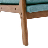 ZNTS High Back Solid Wood Armrest Backrest Iron Frame Linen Indoor Leisure Chair Teal 05799351