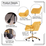 ZNTS Modern Velvet Fabric Material Adjustable Height 360 Revolving Home Office Chair With Gold Metal Legs W52724848