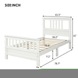 ZNTS Wood Platform Bed with Headboard and Footboard, Twin WF192972AAK