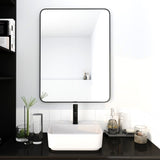 ZNTS 24 x 32 Inch Bathroom Mirror Black Aluminum Frame W99967980