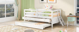 ZNTS Low Loft Bed Twin Size with Full Safety Fence, Climbing ladder, Storage Drawers and Trundle White WF296596AAK