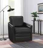 ZNTS ACME Rocha Accent Chair w/Swivel, Black Leather Aire AC01885