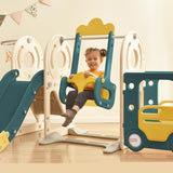 ZNTS Kids Swing-N-Slide with Bus Play Structure, Freestanding Bus Toy with&Swing for Toddlers, Bus PP299290AAL