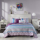 ZNTS Reversible Quilt Set with Throw Pillows B03596119