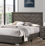 ZNTS Contemporary Grey Finish Unique King Size Bed 1pc Bedroom Furniture Unique Lines Headboard Wooden B011P155468