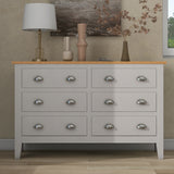 ZNTS Country Gray Solid 6 Drawers Dresser with Oak Top WF294583AAG