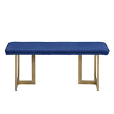 ZNTS Set of 1 Upholstered Velvet Bench 44.5" W x 15" D x 18.5" H,Golden Powder Coating Legs - BLUE W131471379