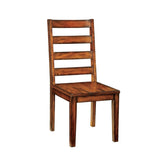 ZNTS Tobacco Oak Finish Solid wood Industrial Style Kitchen Set of 2 Chairs Ladder Back Chairs B011P148640