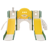 ZNTS Kids Slide Playset Structure 7 in 1, Freestanding Spaceship Set with Slide, Arch Tunnel, Ring Toss PP322884AAL