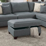 ZNTS Fabric Reversible Sectional Sofa with Ottoamn in Steel Gray B01682380
