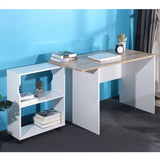 ZNTS 47.4" L Computer Desk with movable bookcase, oak & white W131470892