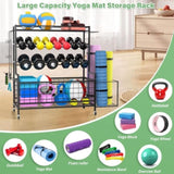 ZNTS Yoga Mat Holder, Yoga Mat Storage Rack, Home Gym Storage With Hooks and Wheels ,Black W1401141798