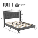 ZNTS Full Size Upholstered platform bed frame with headboard and sturdy wooden slats, high load-bearing W1793115331