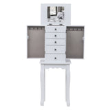 ZNTS Standing Jewelry Armoire with Mirror, 5 Drawers & 8 Necklace Hooks, Jewelry Cabinet Chest with Top 57172221