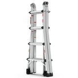 ZNTS Aluminum Multi-Position Ladder with Wheels, 300 lbs Weight Rating, 17 FT W1343101097