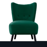 ZNTS Unique Style Green Velvet Covering Accent Chair Button-Tufted Back Brown Finish Wood Legs Modern B01143824