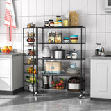 ZNTS 5 Tier 6000lbs Heavy Duty Adjustable Storage Rack Metal Shelf Wire Shelving Unit with Wheels & Shelf W155083056