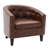 ZNTS PU Leather Tufted Barrel ChairTub Chair for Living Room Bedroom Club Chairs WF212660AAA