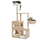 ZNTS Modern Luxury Cat Tree Wooden Multi-Level Cat Tower Cat Sky Castle With 2 Cozy Condos, Cozy Perch, 30428958