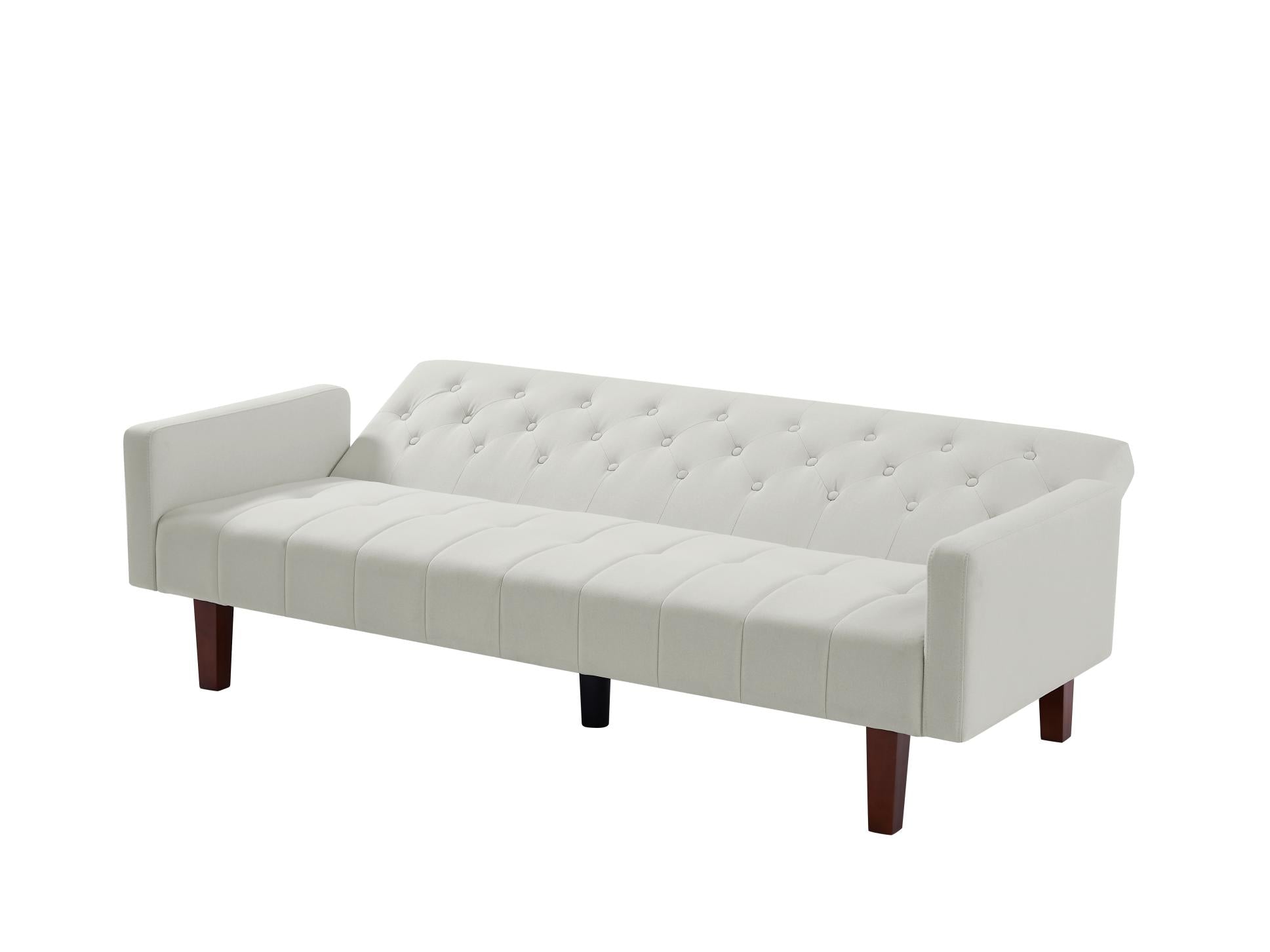 ZNTS Beige, Linen, Convertible Double Folding Living Room Sofa Bed 40751600