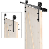 ZNTS 6.6 FT Sliding Barn Door Hardware Kit Slide Smoothly Quietly,Easy Install with Soft Close Black 56427350