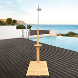 ZNTS Outdoor Garden Pool Shower with Chassis Board, for Swimming Pool, Patio, Terrace, Garden,Wood W49591498