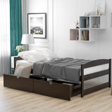 ZNTS Twin size platform bed, with two drawers, espresso WF195910AAP