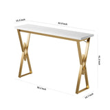 ZNTS 63" Modern White Kitchen Bar Height Dining Table Wood Breakfast Pub Table with Gold Base WF322496AAG