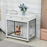 ZNTS Dog Crate Furniture, Wooden Dog House, Decorative Dog Kennel with Drawer, Indoor Pet Crate End Table W1422109447