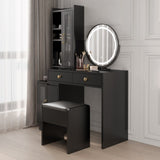 ZNTS Modern Makeup Vanity Table Set with Side Cabinet and LED Mirror, Retractable Dressing Table with 71734461