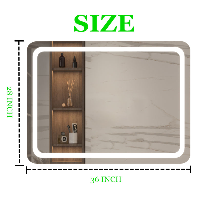 ZNTS 27 in. W x 35 in. H LED Single Bathroom Vanity Mirror in Polished Crystal Bathroom Vanity LED Mirror W2026120514