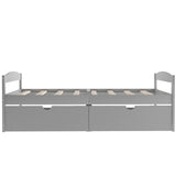 ZNTS Twin size platform bed, with two drawers, gray WF195910AAE