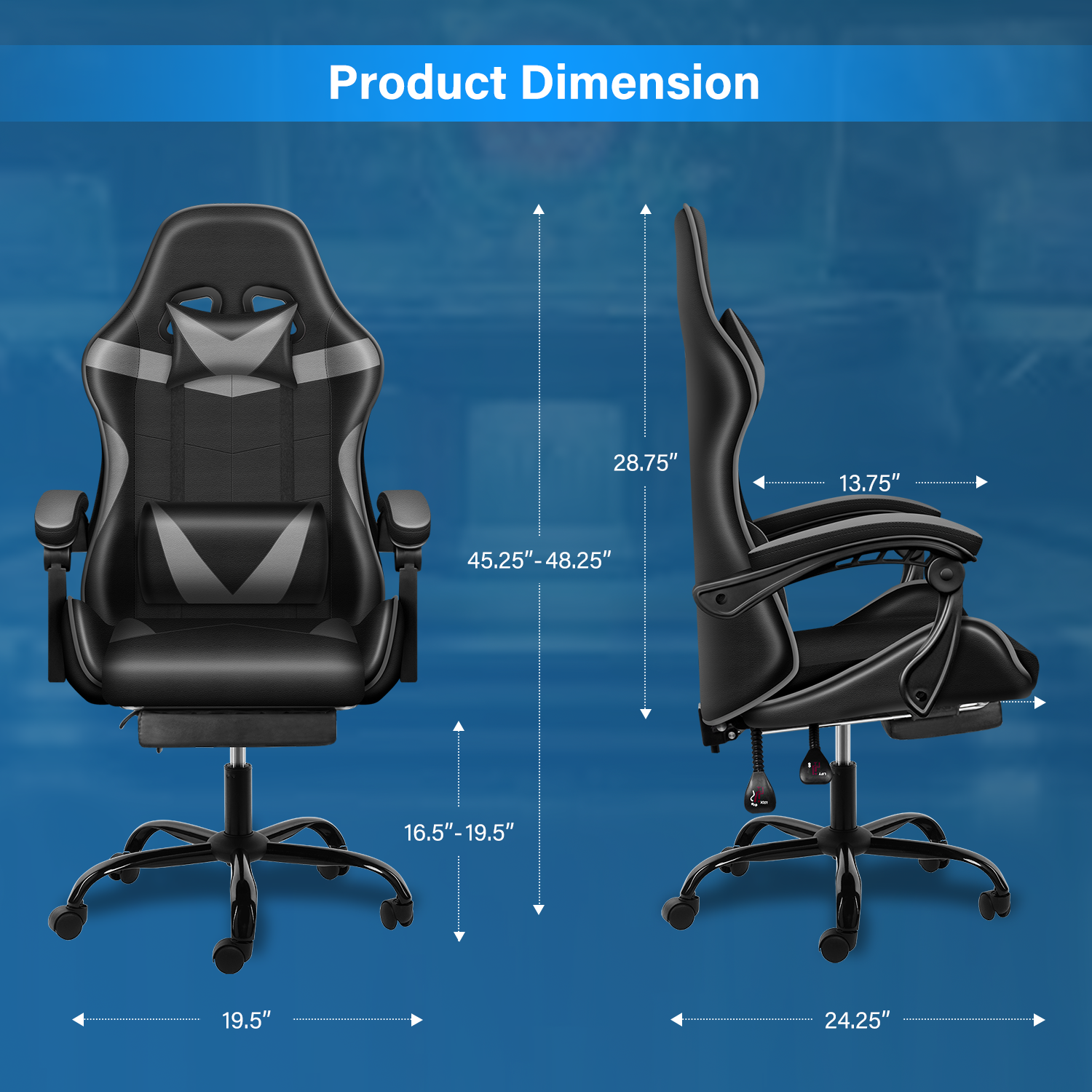 ZNTS YSSOA Racing Video Backrest and Seat Height Recliner Gaming Office High Back Computer Ergonomic W1134109359