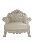 ZNTS ACME Dresden Chair w/2 Pillows, Synthetic Leather & Bone White Finish LV01690