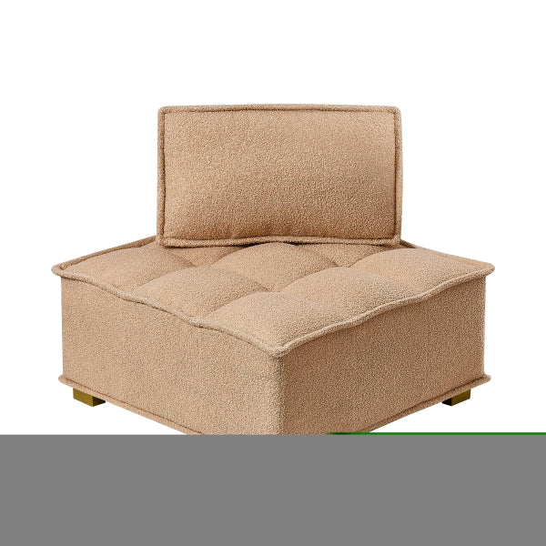 ZNTS Lazy sofa ottoman with gold wooden legs teddy fabric W109768486
