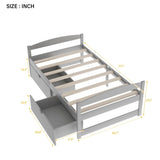 ZNTS Twin size platform bed, with two drawers, gray WF195910AAE