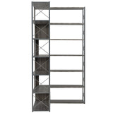 ZNTS Silver+Grey 7-Tier Bookcase Home Office Bookshelf, L-Shaped Corner Bookcase with Metal Frame, WF296291AAD