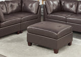 ZNTS Contemporary Genuine Leather 1pc Ottoman Dark Coffee Color Tufted Seat Living Room Furniture B01156174