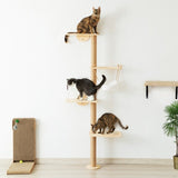 ZNTS Wall-Mounted Cat Scratching Post - Solid Wood Color W104160761