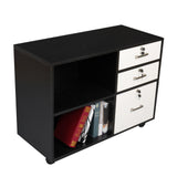 ZNTS Wood File Cabinet with 3 Drawer and 2 Open Shelves Office Storage Cabinet with Wheel Printer Stand, 20642769