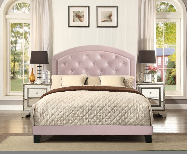 ZNTS Full Upholstered Platform Bed with Adjustable Headboard 1pc Full Size Bed Pink Fabric B011120845