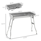 ZNTS Portable Charcoal Grill, Stainless Steel Folding Outdoor BBQ Grill for Backyard Cooking, Camping, W2225142614