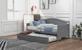 ZNTS Twin Wooden Daybed with Trundle Bed, Sofa Bed for Bedroom Living Room, Gray WF192861AAE