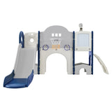 ZNTS Kids Slide Playset Structure 9 in 1, Freestanding Spaceship Set with Slide, Arch Tunnel, Ring Toss, PP319755AAC